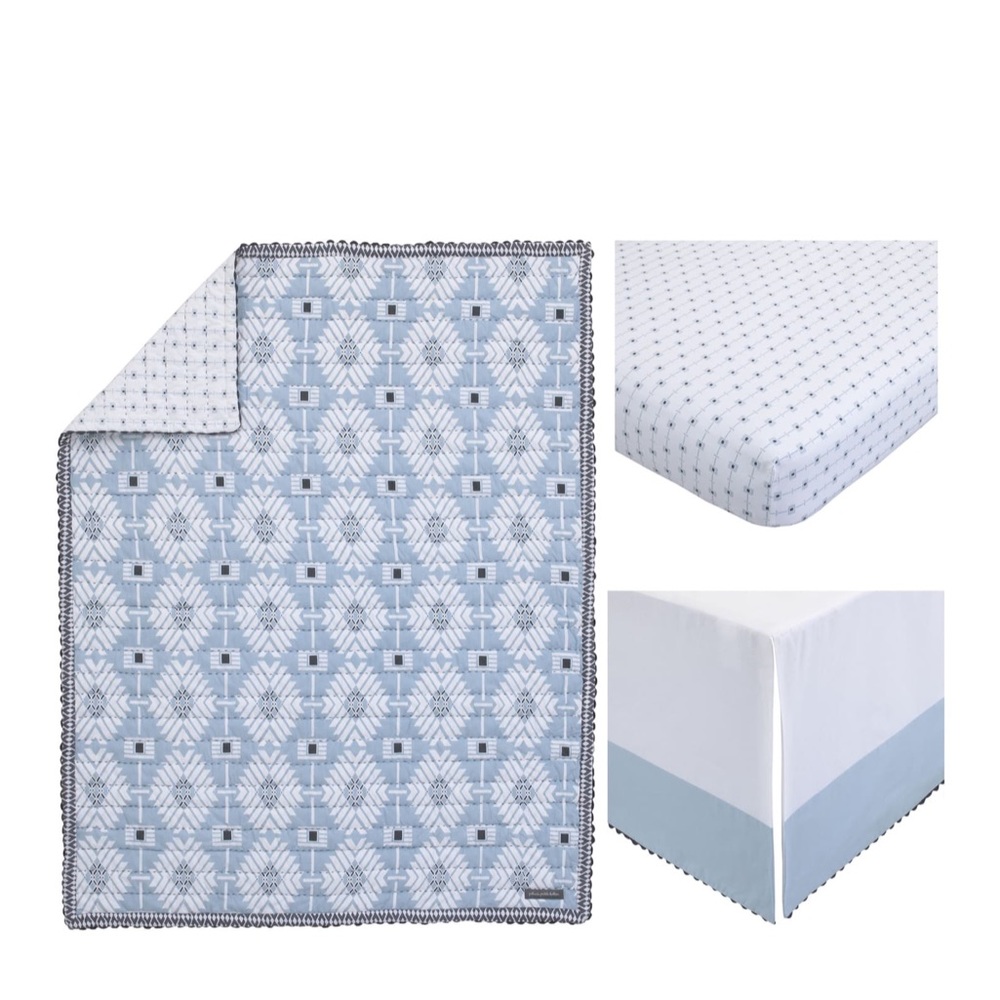 Petunia Pickle Bottom Southwest Skies 3 Piece Baby Crib Bedding Set Quilt Blue